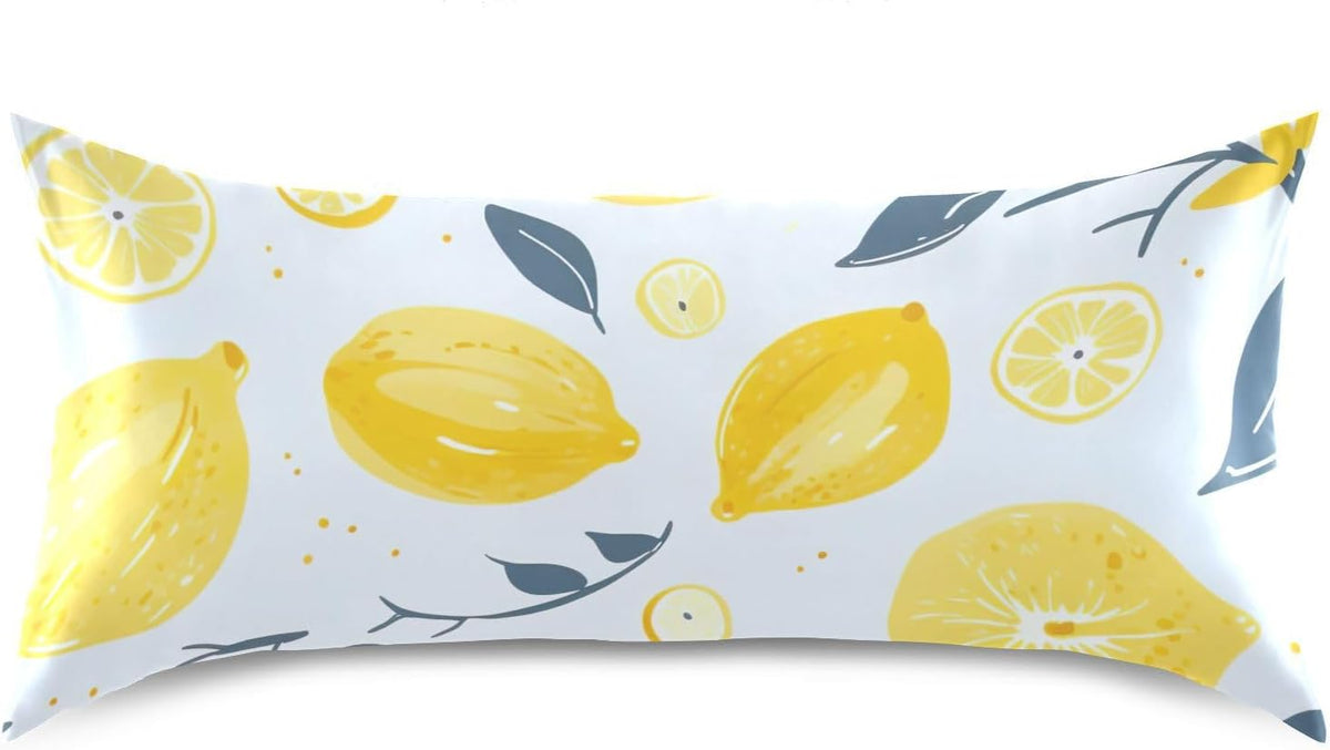 Watercolor Lemons Yellow Satin Pillowcase for Hair and Skin Body Pillow Cases Standard Size 20"X26" Throw Pillow with Envelope Closure for Sleeping