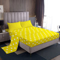 Yellow White Polka Dot Bed Sheets Set King Size Retro Cute Polka Dot Bed Set Geometric Deep Pocket Fitted Sheet Luxury Breathable Soft Lightweight Microfiber