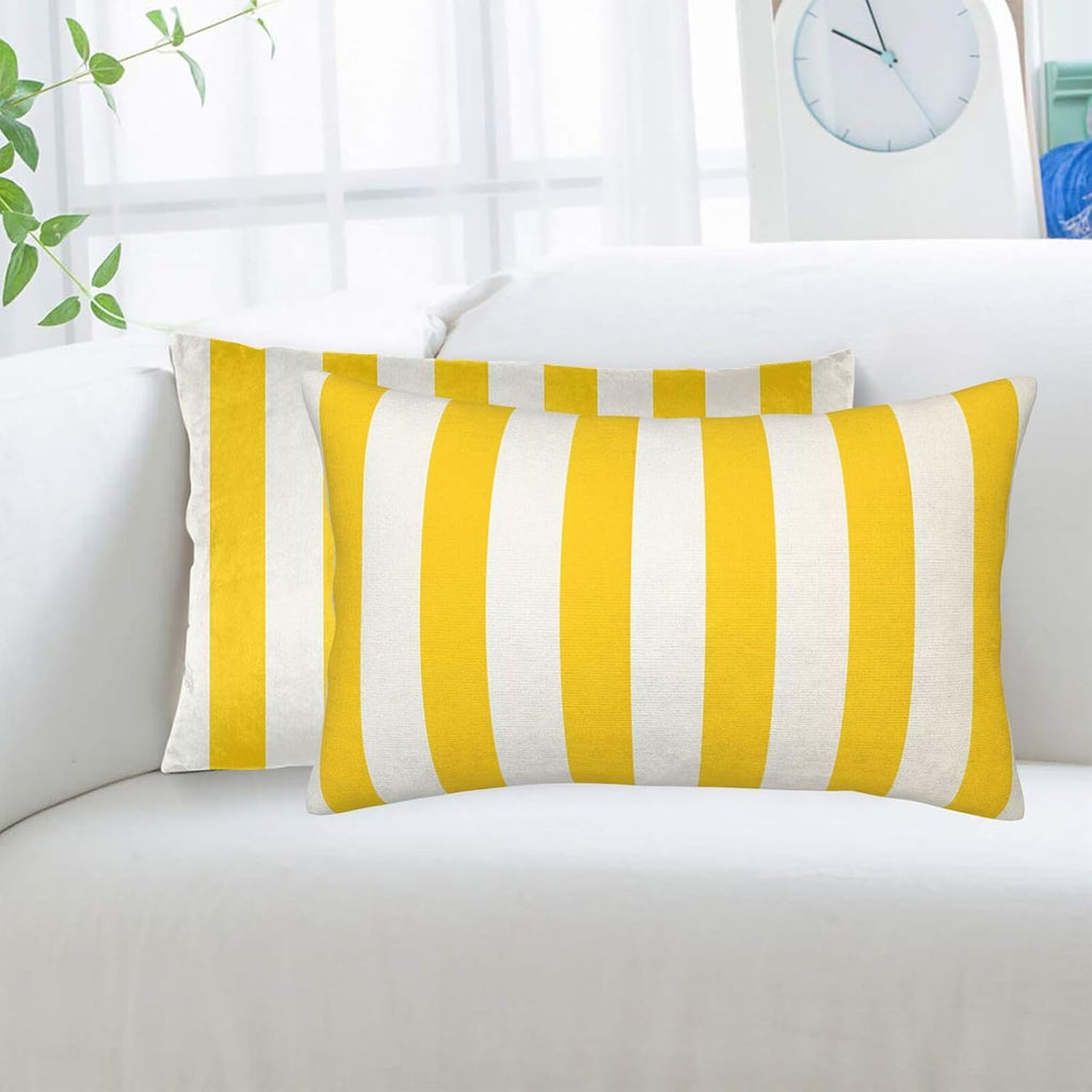 Lemon Yellow Stripes Standard Pillowcases Sets of 2, Ultra Soft Microfiber Plush Pillow Cases 20"X30" Comfort Decorative Throw Pillow Cover with Hidden Zipper for Bedroom, Sofa, Couch