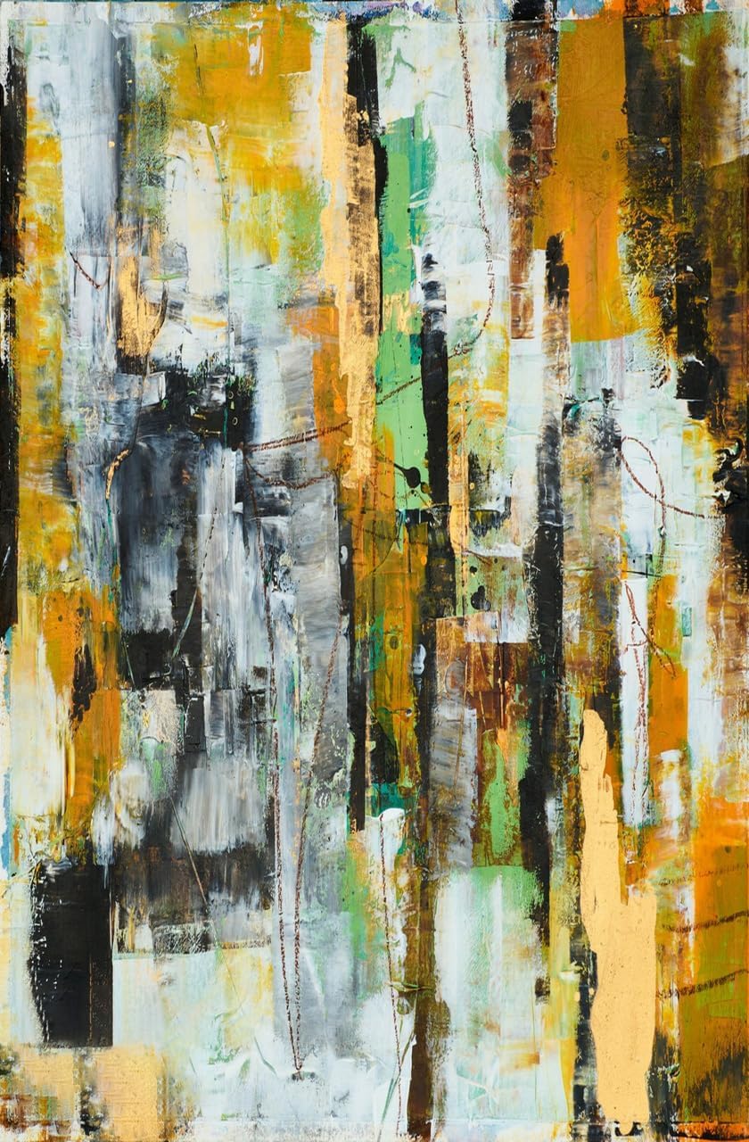 Modern Yellow Gold Abstract Texture Rug 2x3 Contemporary Aesthetic Washable Area Rugs for Dining Room Living Room Bedroom Office Large Soft Home Deco Carpet Kitchen Hallway Thin Mat
