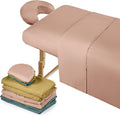 3 Sets Microfiber Massage Table Sheet Set 3 Colors 3 Piece Set Includes Massage Flat Sheet Fitted Sheet and Massage Face Rest Cover Stain Wrinkle-Resistant(Yellow, Pink, Dark Green)