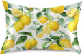 Watercolor Lemon Leaf Satin Pillowcase with Envelope Closure Yellow Standard Size Pillow Case, Silky Pillow Cover for Home Bedroom Sofa 20x26 in