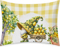Satin Pillowcase for Hair and Skin Yellow Lemon Tree Gnome Soft Silk Pillow Case with Envelope Closure Cooling Pillow Cases Slip Standard Size Pillow Cover for Kids Boys Girls 20x26
