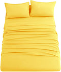 Bed Sheet Set Queen Size Super Soft Microfiber 1800 Deep Pocket Luxury Bedding Sheets Double Brushed Wrinkle, Stain, Fade Resistant (Yellow,Queen)