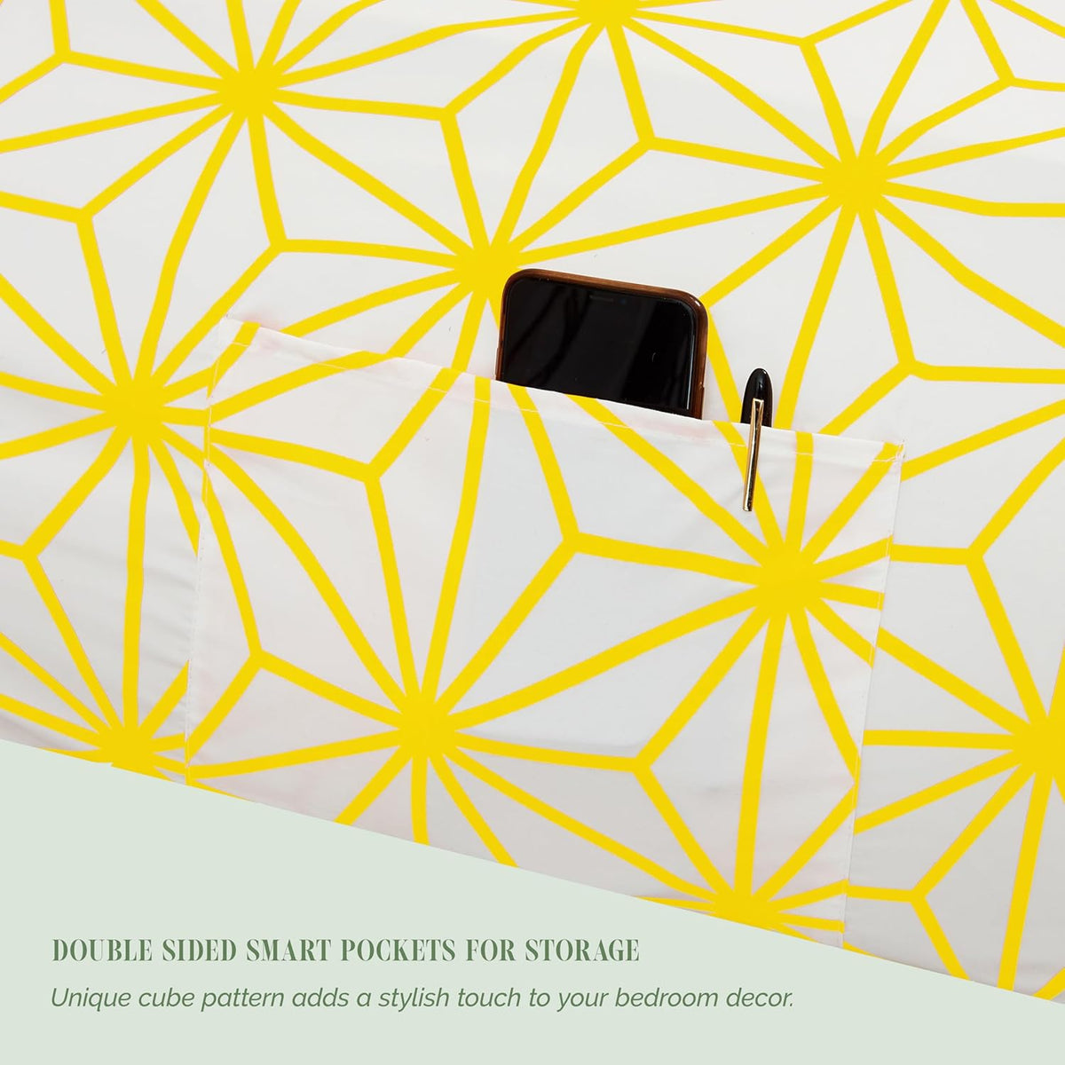 Luxury Soft 6-Piece Cube Geometric Pattern Sheet Set - 1500 Premium Quality Microfiber - Wrinkle and Fade Resistant Coziest Bedding Set, All Around Elastic Fitted Sheet, Queen, Yellow