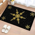 Yellow Christmas Snowflakes 2x3 Area Rugs for Living Room, Winter Snow Abstract Black Non Slip Floor Mat Washable Low-Profile Indoor Carpet for Bedroom, Dining Room, Bathroom