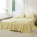 JIYUAN Twin Washed Cotton Sheet Set, 3-Piece, Relaxed Linen Feel