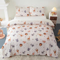 5 Pieces Twin Size Comforter Sets Cute Zoo Animals Bedding Set Neutral Bed Set Light Yellow Bed in A Bag for Girls Boys Kids Teen 1 Comforter 1 Flat Sheet 1 Fitted Sheet 2 Pillowcases