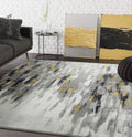 Porto PRT140C Contemporary Grey and Yellow Abstract Area Rug 4' x 6'