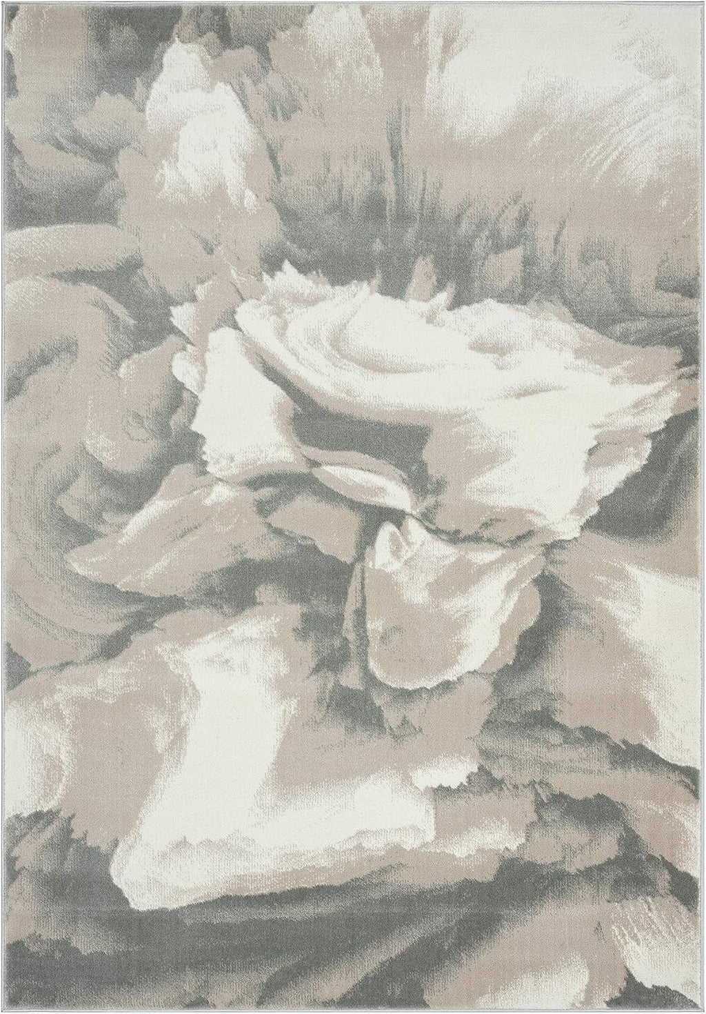 Rugs Modern 4' x 6' Neutral Beige & Cream Swirl Area Rug - Contemporary Geometric 3D Bedroom Rug
