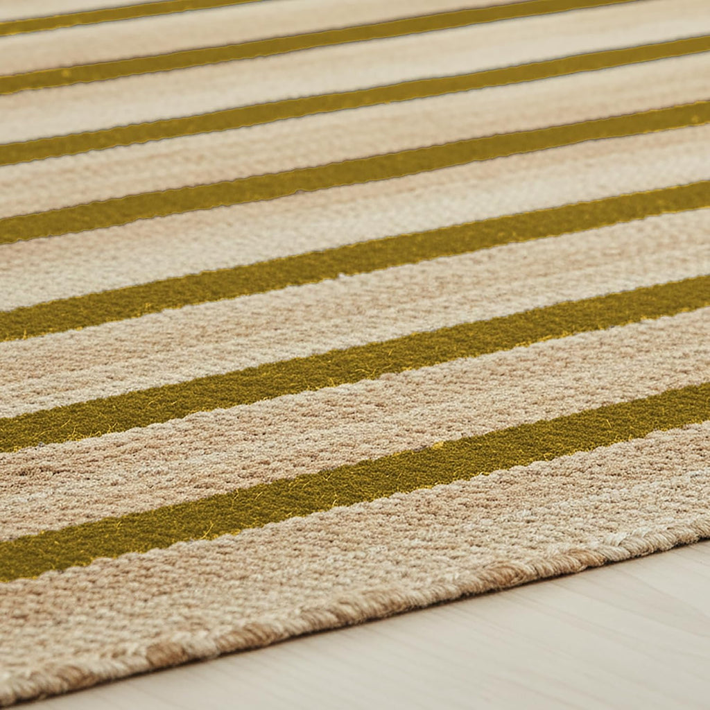 Runner Jute Rug 2.6x8 Hand Woven Jute Braided Yellow Striped Pattern Rug Thick 0.27" Ideal for Runner Areas Rugs for Hallway, Kitchen, Entryways Laundry Boho Carpets Home Décor