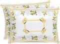 Rustic Lemon Satin Pillowcase for Hair and Skin 20" x 26" Lemon Leaves and Flowers Satin Pillow Cases with Invisible Zipper Yellow Stripe Smooth Cooling Wrinkle-Free Pillow Covers for Bedroom 2 Pcs
