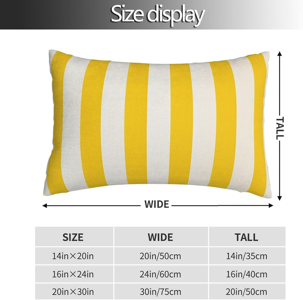 Lemon Yellow Stripes Standard Pillowcases Sets of 2, Ultra Soft Microfiber Plush Pillow Cases 14"X20" Comfort Decorative Throw Pillow Cover with Hidden Zipper for Bedroom, Sofa, Couch
