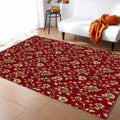 Christmas Floral Red Area Rug for Living Room 2x3 Modern Rug Washable Abstract Area Rug Large Non Slip Winter Xmas Yellow Flowers Floor Carpet Mat Soft Indoor Rug for Bedroom Nursery Office