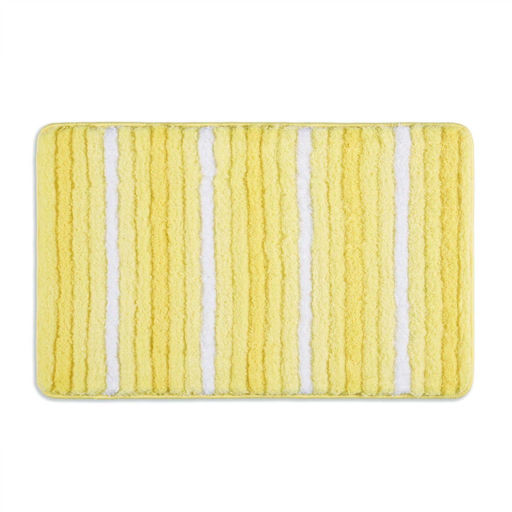 Striped Bathroom Rug Mat, Super Soft Extra Absorbent Shag Bath Mat Rug, Perfect Plush Carpet Mat for Shower and Bathroom, Machine Washable, Non Slip, 27”x48” Yellow