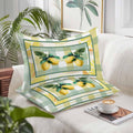 Pillow Cases Standard Size Set of 2, Lemon Breathable Microfiber Pillow Covers with Envelope Closure, Botanical Fruit Leaves Bow Yellow Green Striped Luxurious Bed Pillowcases, 20x26 Inch